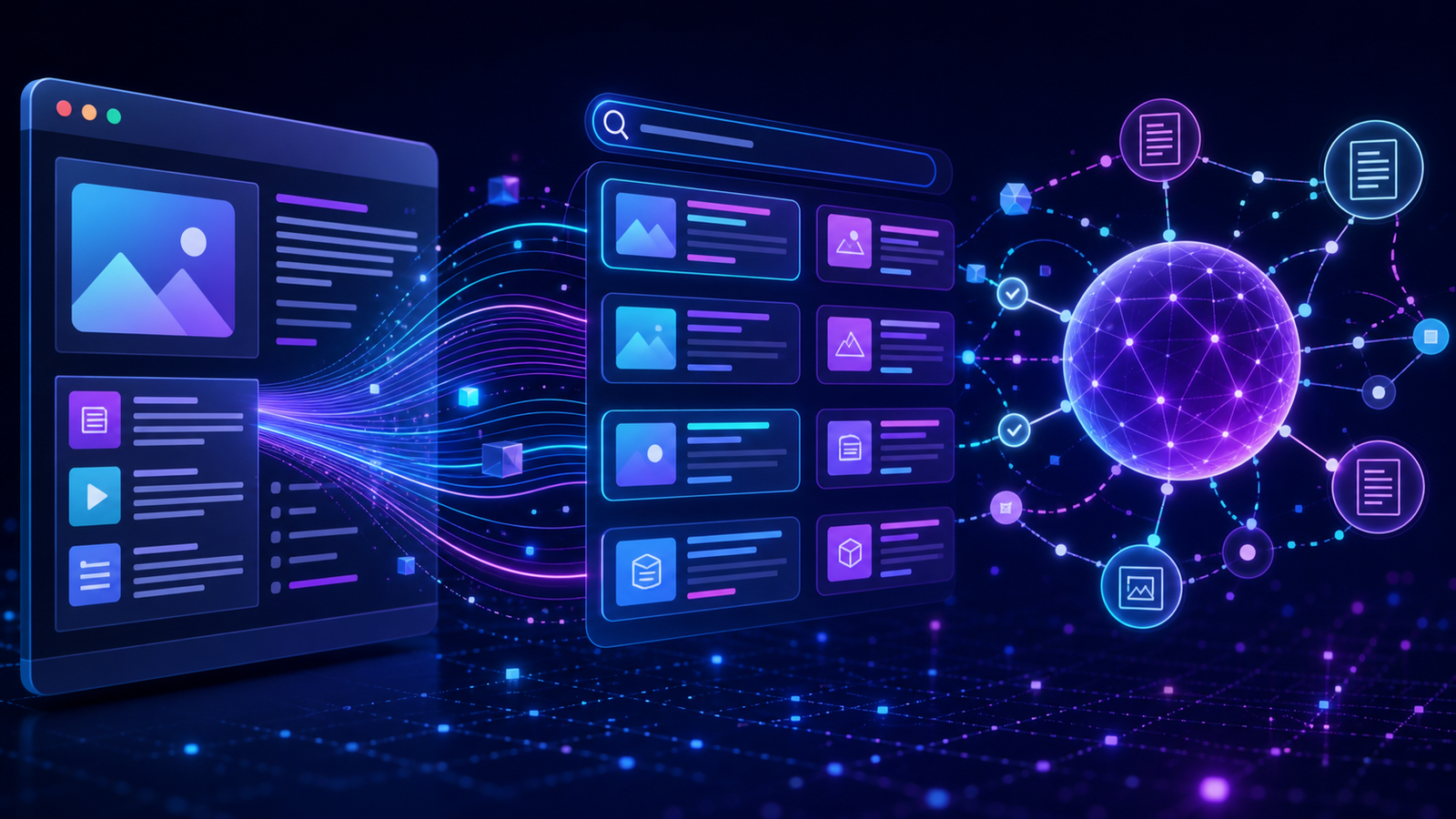 WordPress dashboard modules moving through a secure software upgrade process
